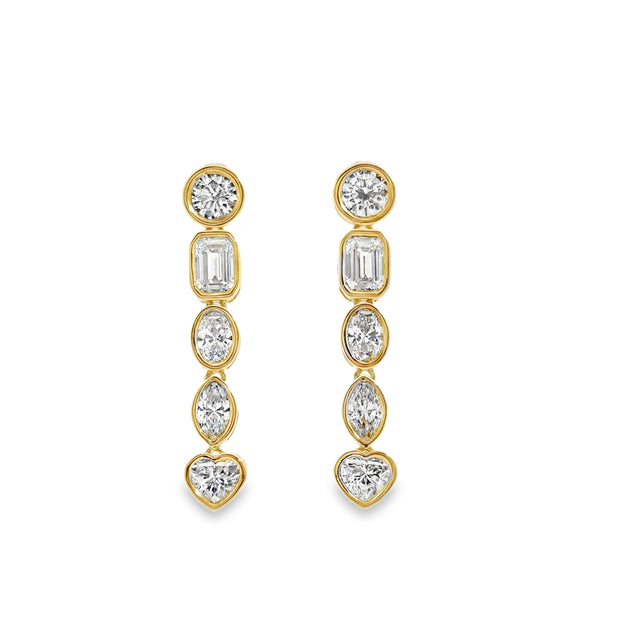Lab Grown Yellow Gold Diamond Dangle Earrings
