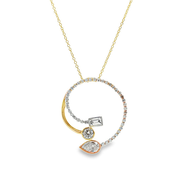 Yellow,White and Rose Gold Diamond Pendant
