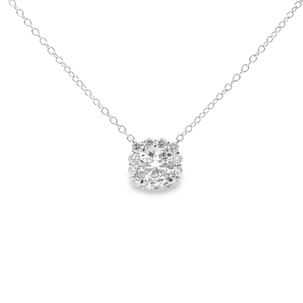 Lab Grown White Gold Diamond Halo Pendant