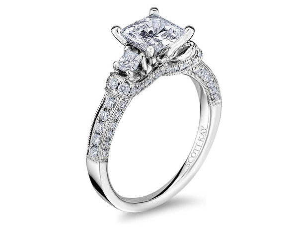Scott Kay "Tiara" Three Stone Engagement Ring