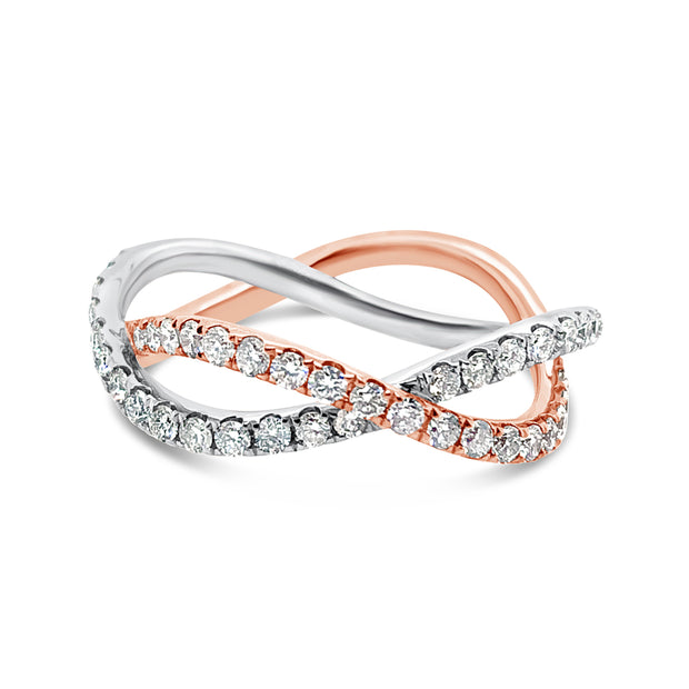 White/Rose Gold Diamond Fashion Eternity Band