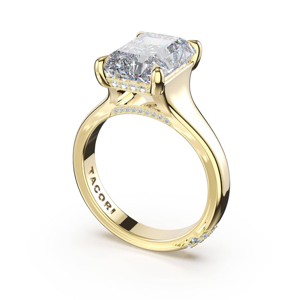 Lab Grown Cushion Cut Yellow Gold Diamond Tacori Engagement Ring