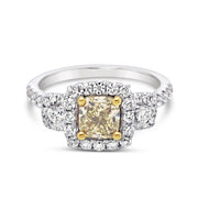 White/Yellow Gold Fancy Yellow Diamond Halo Ring