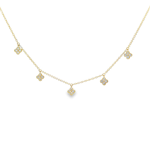 Yellow Gold Diamond Dangle Fashion Necklace