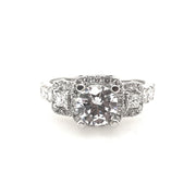 White Gold Halo Three Stone Engagement Ring