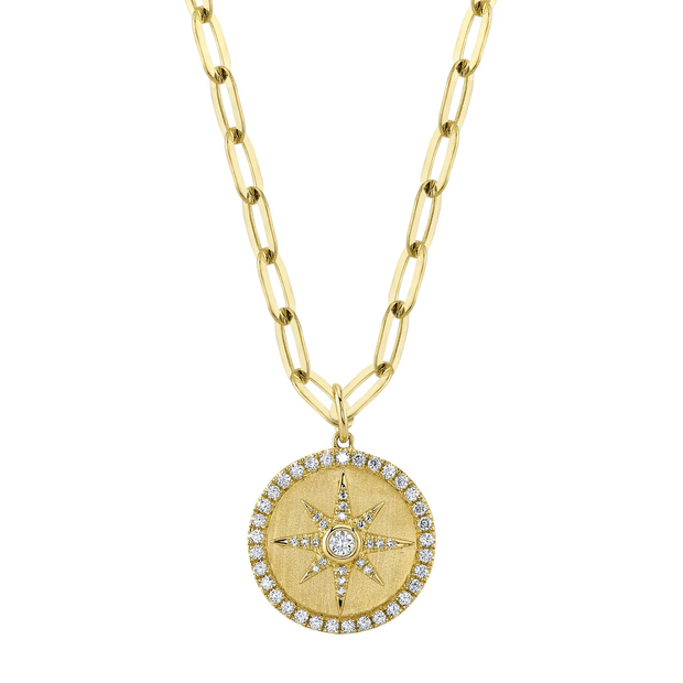 Shy Creation Yellow Gold Diamond Star Pendant