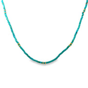 Just Jules Yellow Gold Turquoise Bead and Diamond Spacer Necklace