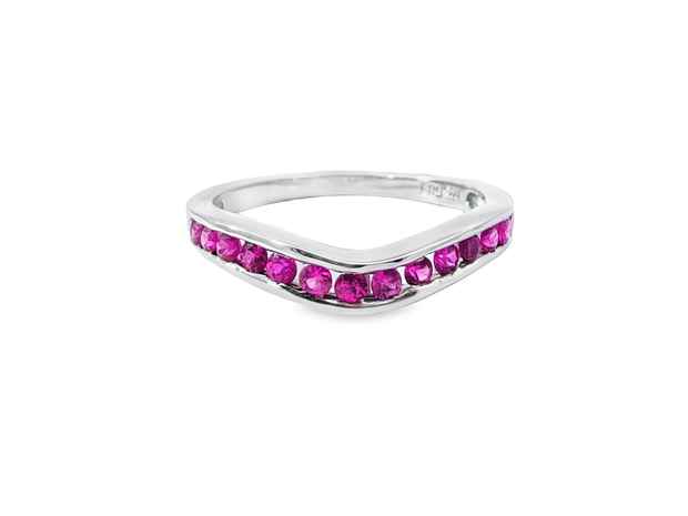 White Gold Pink Sapphire Wedding Band