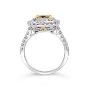 White/Yellow Gold Fancy Yellow Diamond Halo Ring