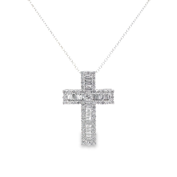 White Gold Diamond Cross Pendant