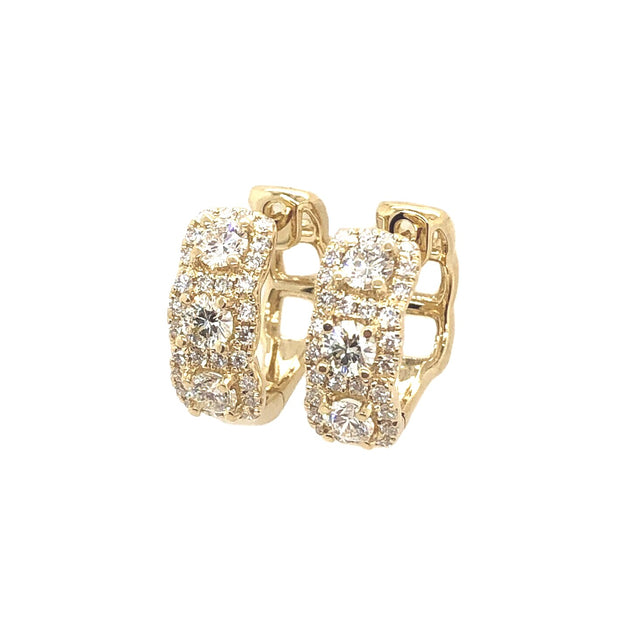 Forevermark Yellow Gold Diamond Halo Hoop Earrings