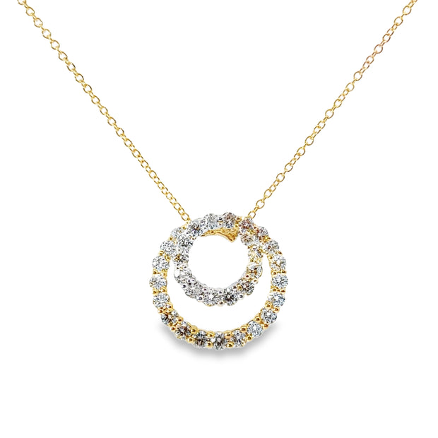 Yellow Gold Double Circle Diamond Pendant