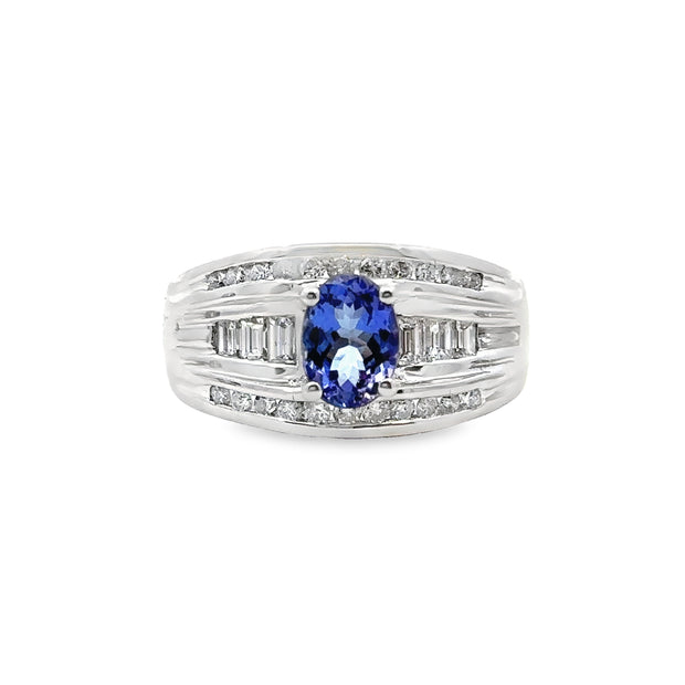 White Gold Tanzanite & Diamond Fashion Ring