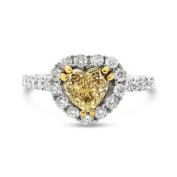 White/Yellow Gold Fancy Yellow Diamond Halo Ring