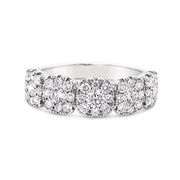 White Gold Five Halo Cluster Stackable Diamond Band