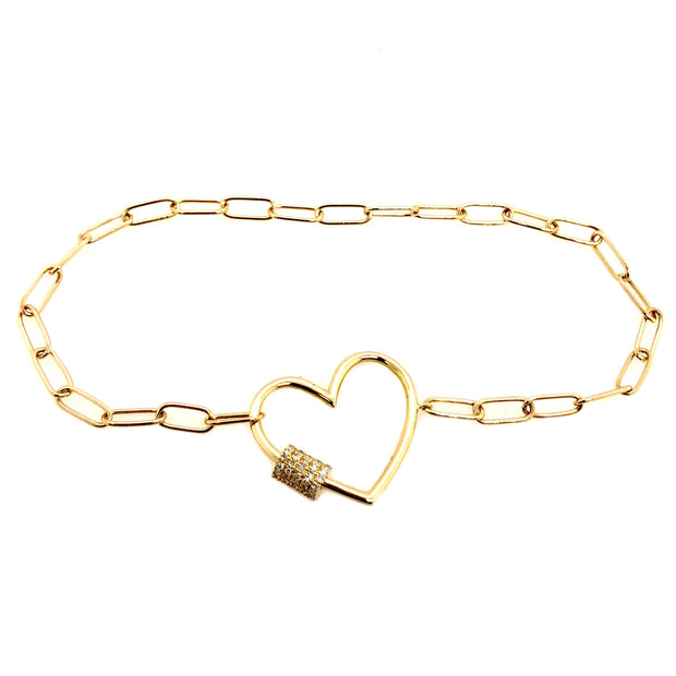 Yellow Gold Diamond Heart Bracelet