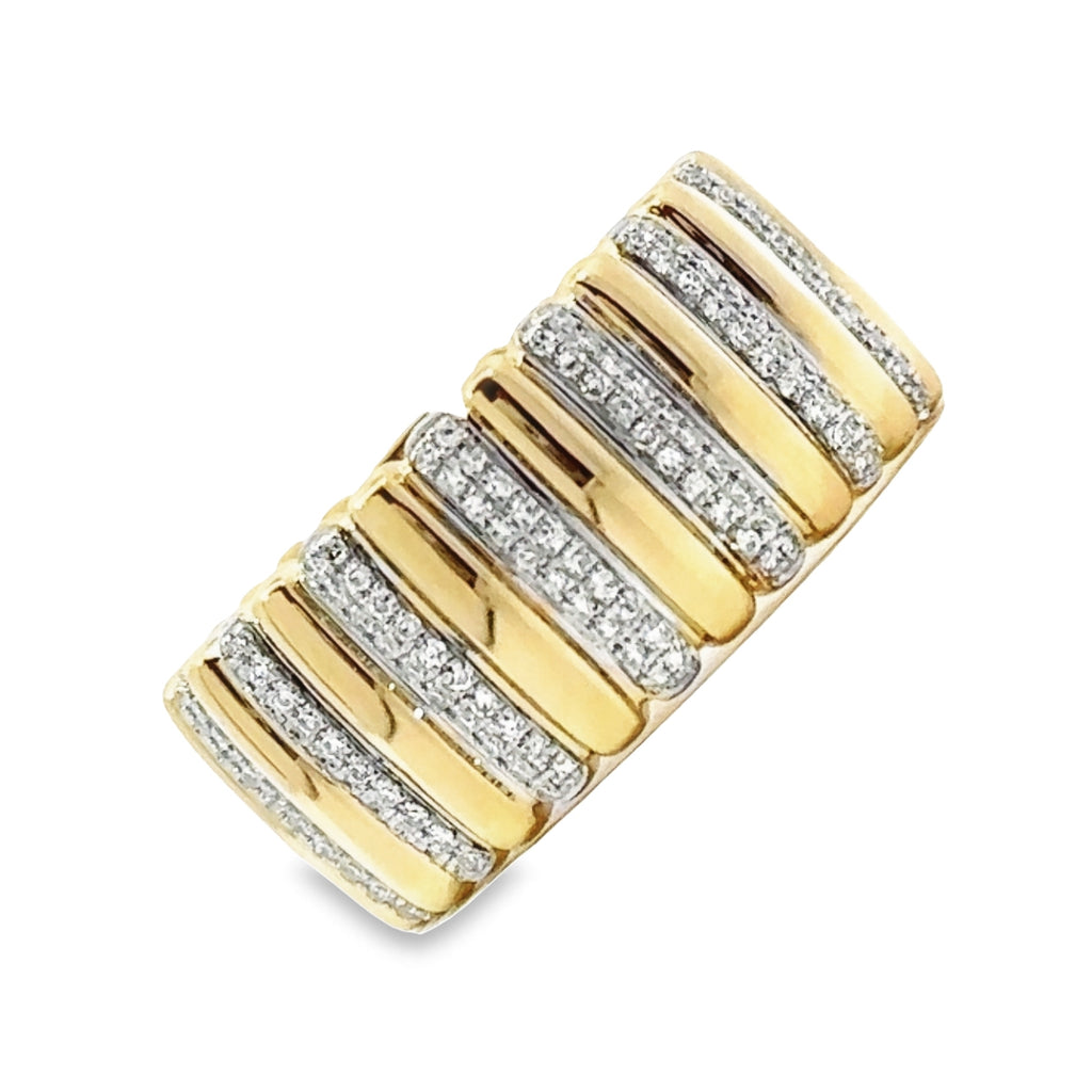 Shy Creation Yellow/White Gold Pave Diamond Fashion Ring – Padis Jewelry