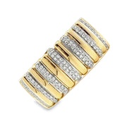 Shy Creation Yellow/White Gold Pave Diamond Fashion Ring