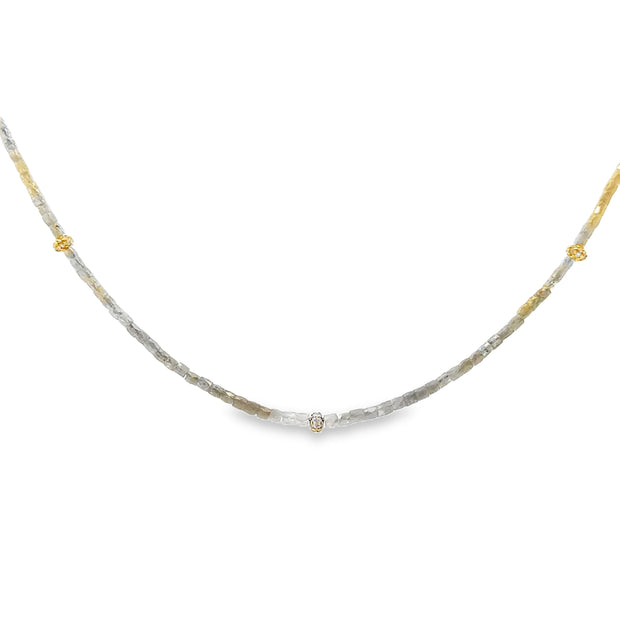 Just Jules Yellow Gold Grey Diamond Bead Necklace