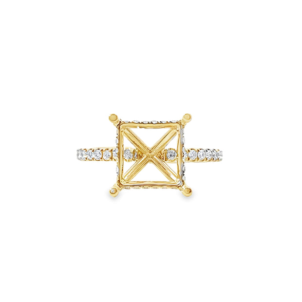 14K Yellow Gold Halo Engagement Ring