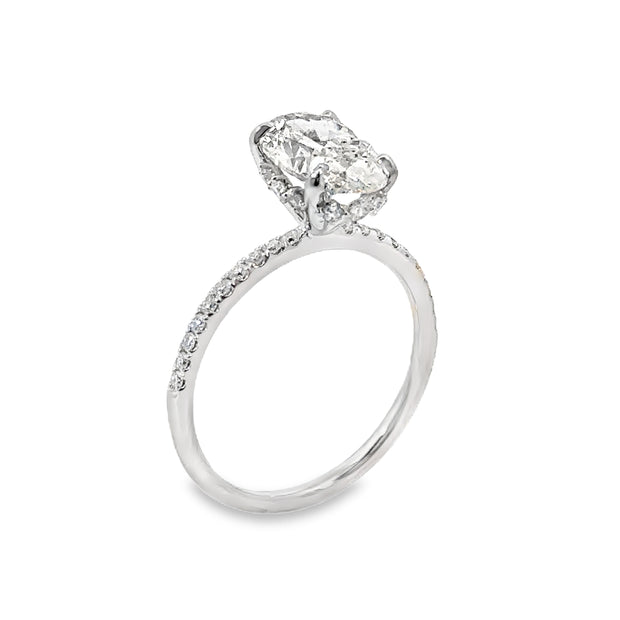 White Gold Hidden Halo Diamond Engagement Ring