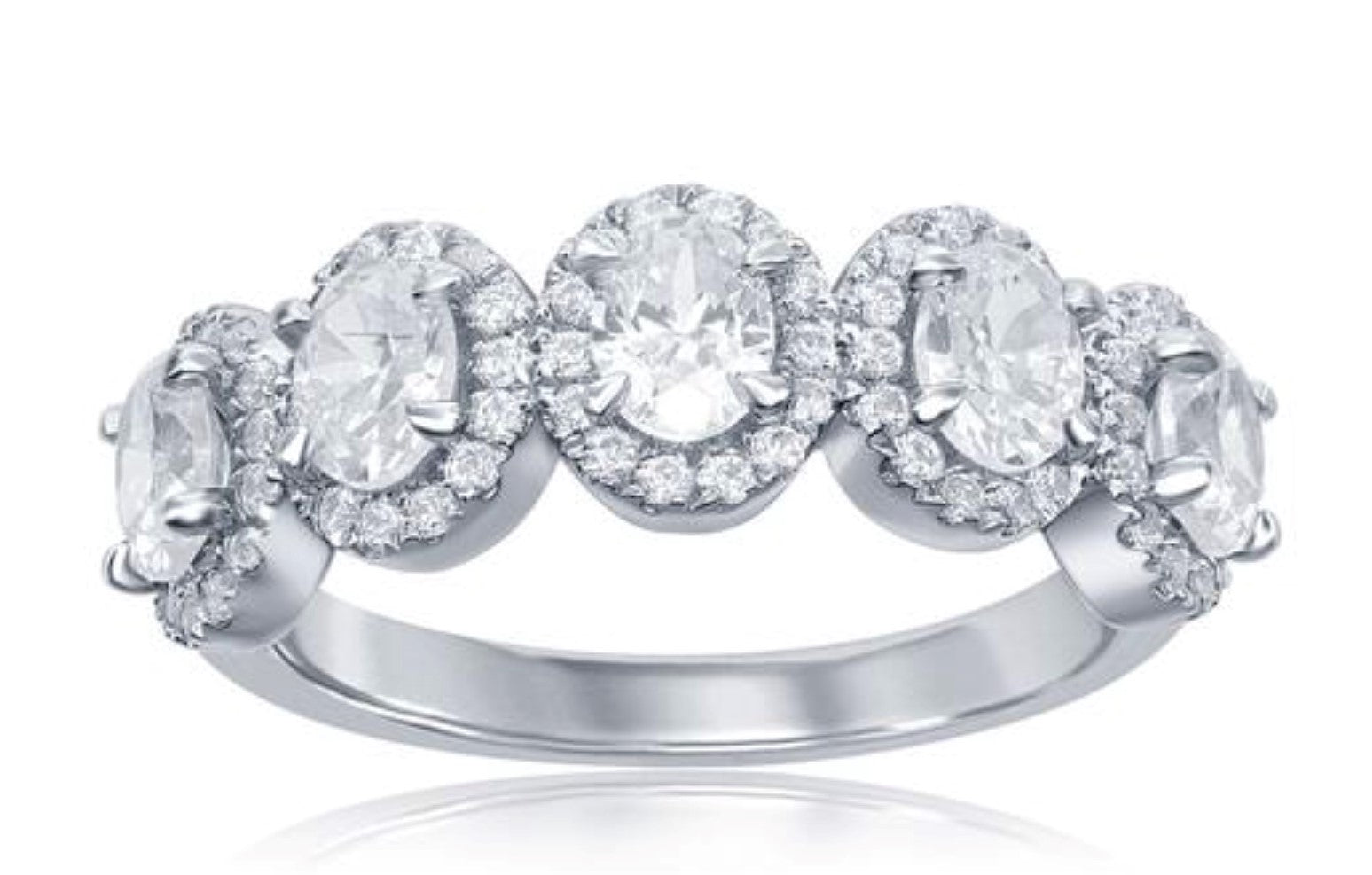 IMAGINE Oval Diamond Halo Five Stone Band