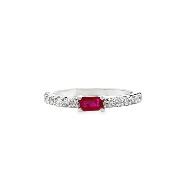 White Gold Ruby and Diamond Band