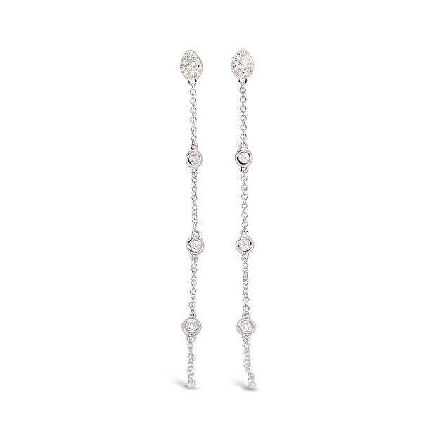 White Gold Diamond Fashion Dangle Earrings