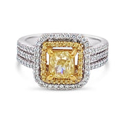 White/Yellow Gold Fancy Yellow Diamond Halo Ring