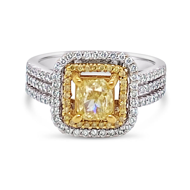 White/Yellow Gold Fancy Yellow Diamond Halo Ring