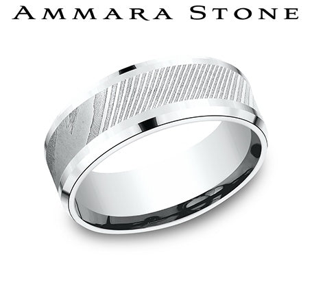 Benchmark Demascus Steel/White Gold Men's Wedding Band