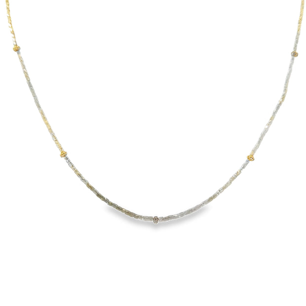 Just Jules Yellow Gold Grey Diamond Bead Necklace