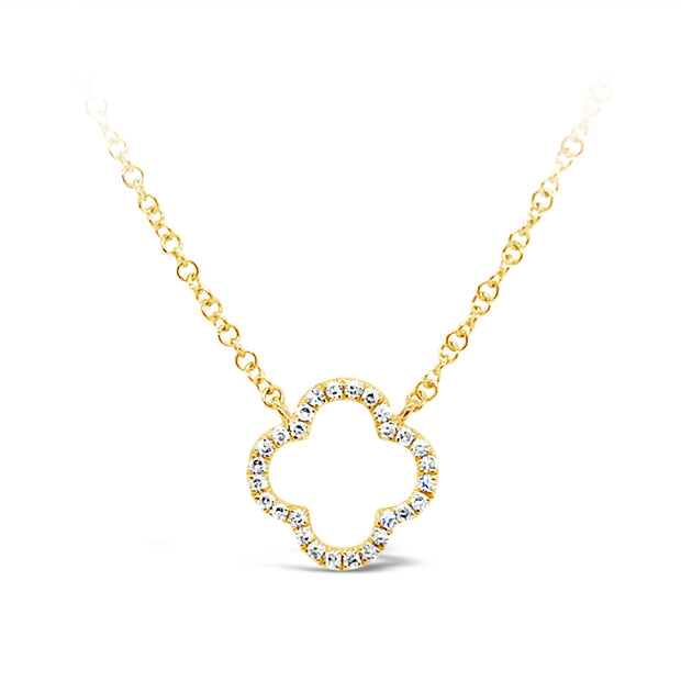 Yellow Gold Diamond Clover Fashion Necklace