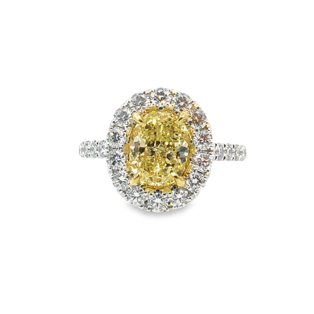 White/Yellow Gold Fancy Yellow Diamond Halo Ring