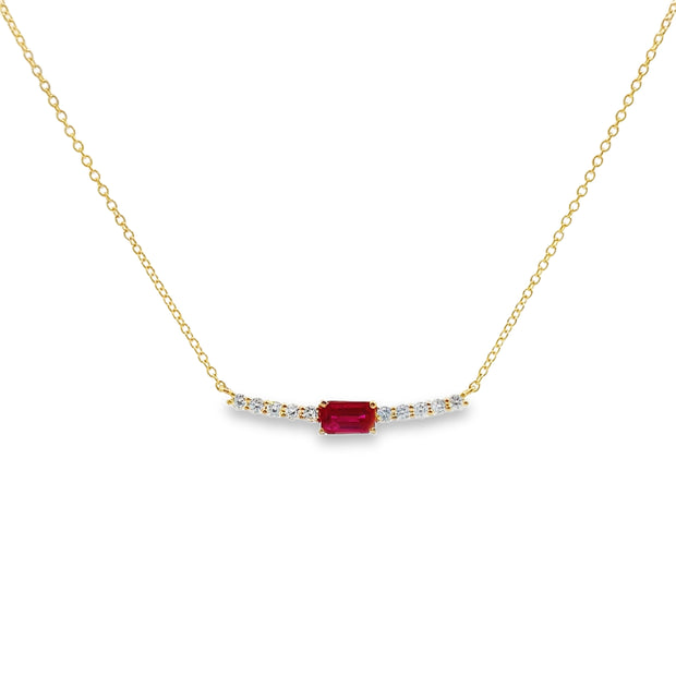 Yellow Gold Ruby and Diamond Fashion Necklace