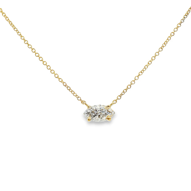 Yellow Gold Diamond Solitaire Necklace
