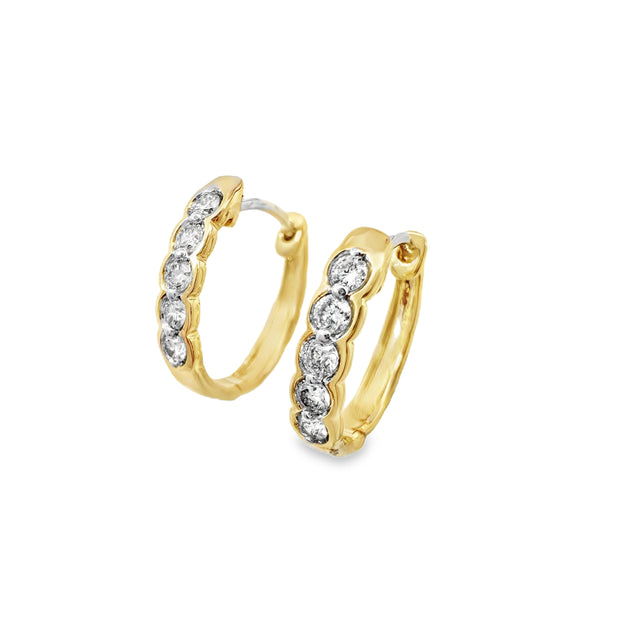 Yellow Gold Diamond Huggie Earrings
