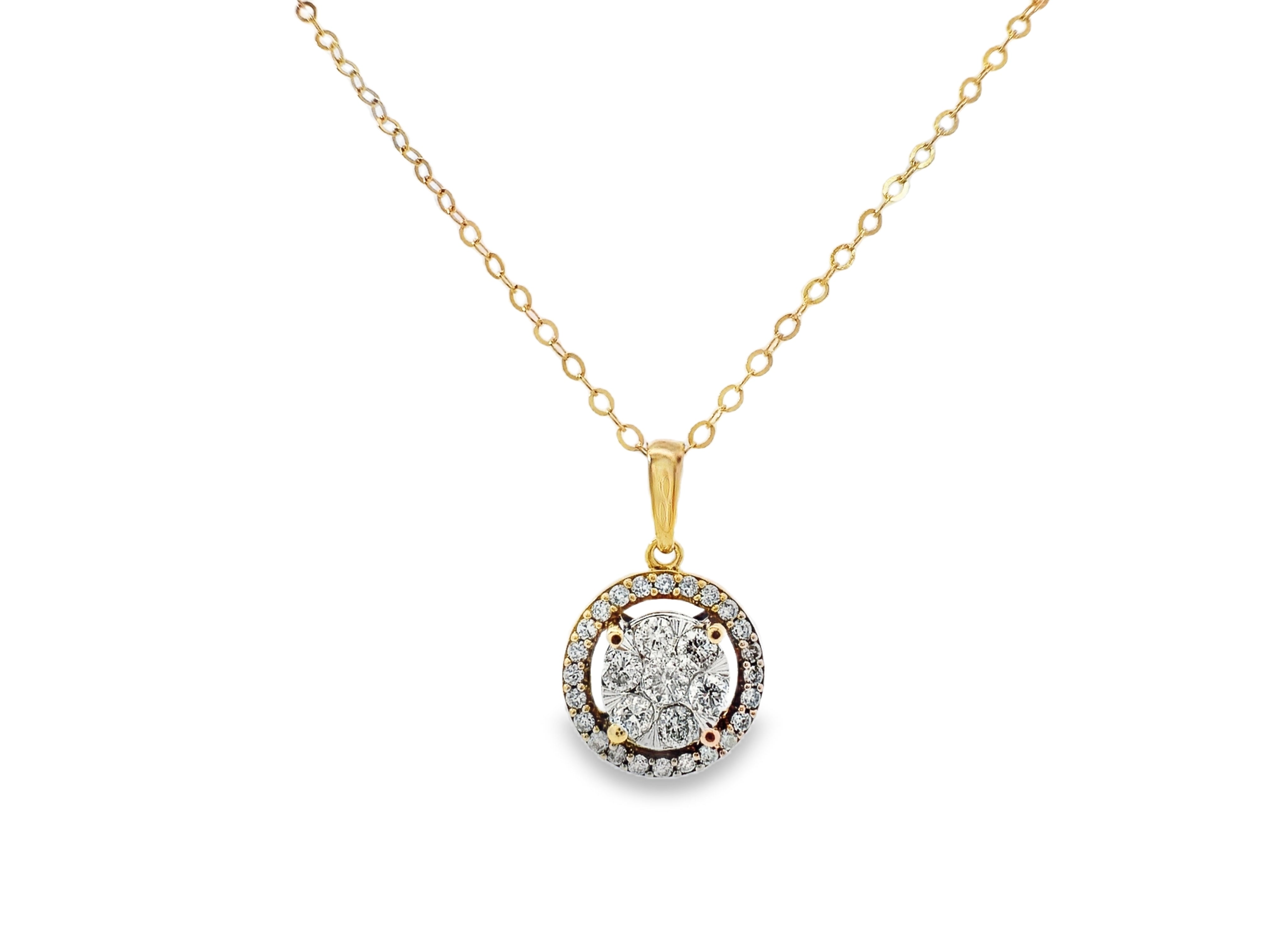 Yellow Gold Diamond Halo Pendant