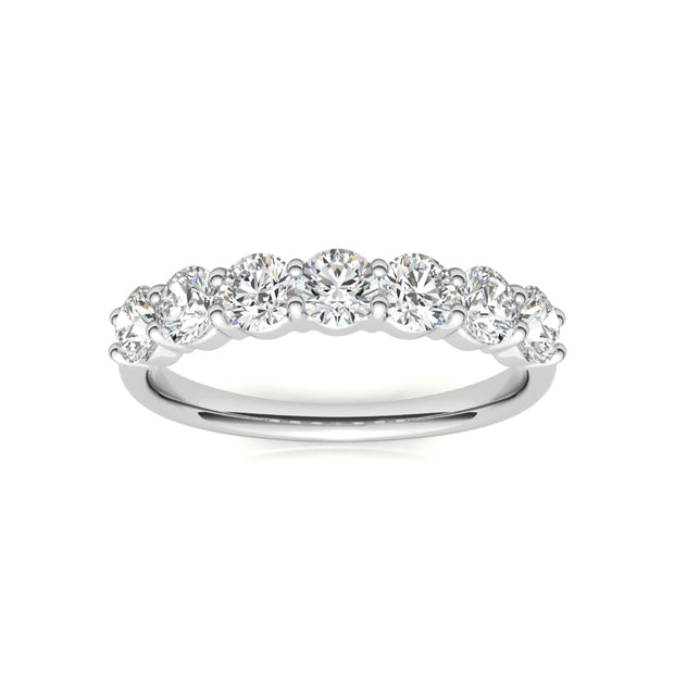 Lab Grown White Gold Seven Stone Diamond Wedding Band