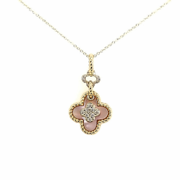 Yellow Gold Mother of Pearl and Diamond Fashion Pendant