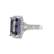 White Gold Tanzanite & Diamond Fashion Halo Ring