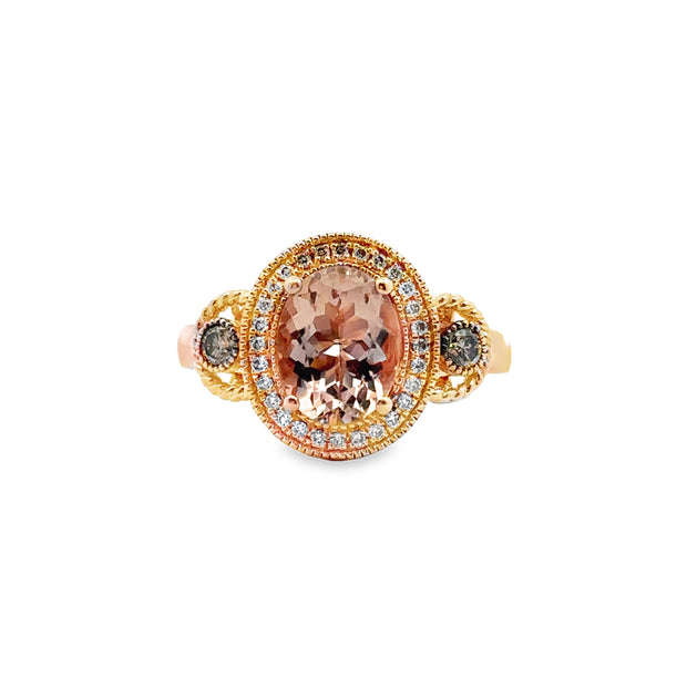 LeVian Rose Gold Morganite and Diamond Halo Ring