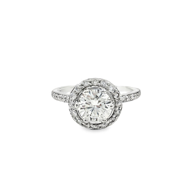 Lab Grown White Gold Diamond Halo Engagement Ring