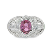 White Gold Pink Sapphire and Diamond Ring