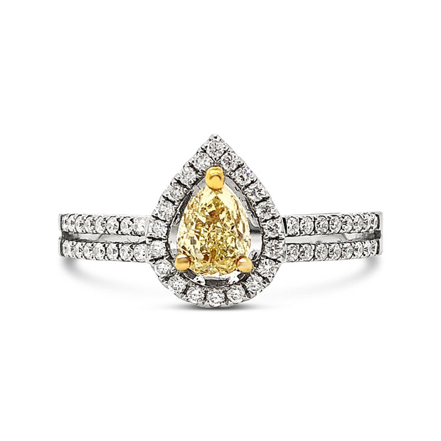 White/Yellow Gold Fancy Yellow Diamond Halo Ring