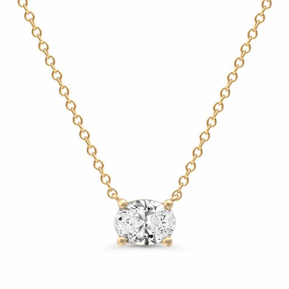 Yellow Gold Solitaire Diamond Necklace