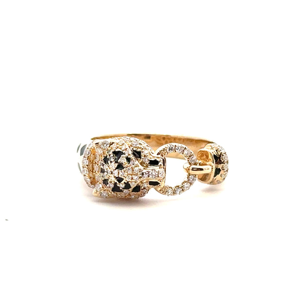 Yellow Gold Diamond Leopard Fashion Ring