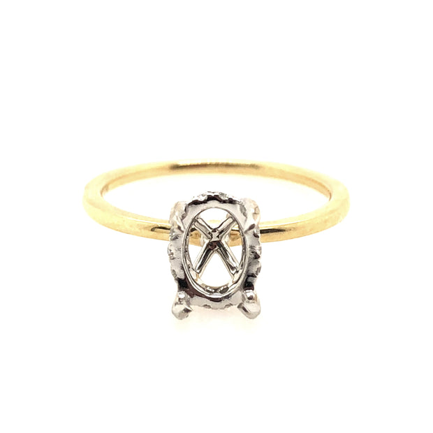 Yellow/White Gold Halo Engagement Ring