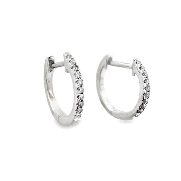 White Gold Diamond Huggie Earrings