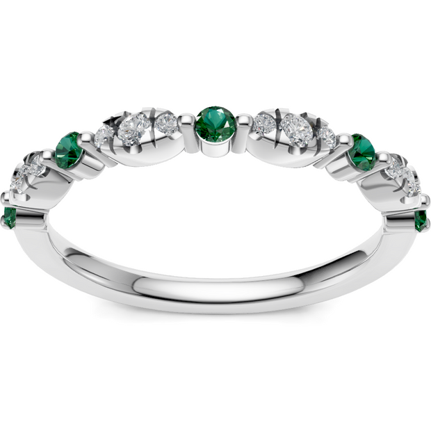 IMAGINE Emerald and Diamond Wedding Band